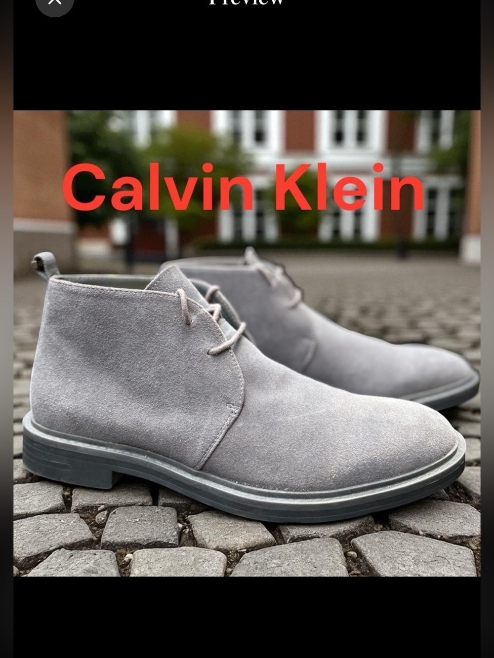 Calvin Klein-Men’s size 9 “Jae” Suede Chukka boots in gray. Like new preowned!